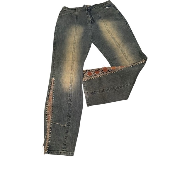 Crest Jeans Vintage Y2K 90s Western Flare Bootcut Embroidered Dirty Wash - Picture 10 of 10